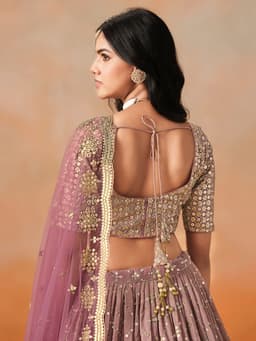 Maroon Georgette Lehenga with Zari & Sequin Embroidery – Reception & Wedding Wear