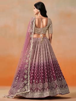 Maroon Georgette Lehenga with Zari & Sequin Embroidery – Reception & Wedding Wear