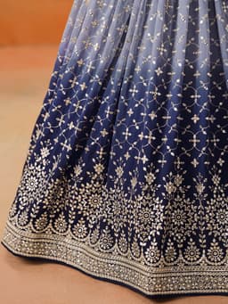 Navy Blue Georgette Lehenga with Zari & Sequin Embroidery