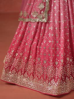 Peach Georgette Lehenga with Zari & Sequin Work