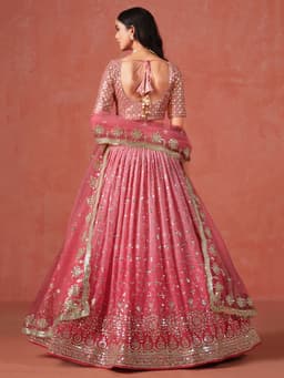Peach Georgette Lehenga with Zari & Sequin Work