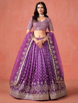 Royal Purple Georgette Lehenga with Zari & Sequin Work