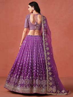 Royal Purple Georgette Lehenga with Zari & Sequin Work