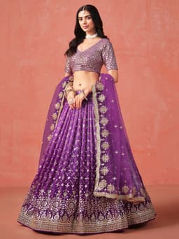 Royal Purple Georgette Lehenga with Zari & Sequin Work