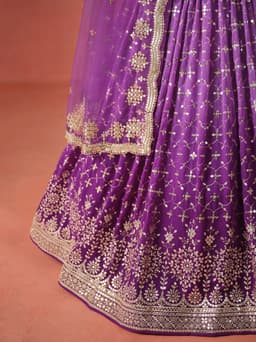 Royal Purple Georgette Lehenga with Zari & Sequin Work