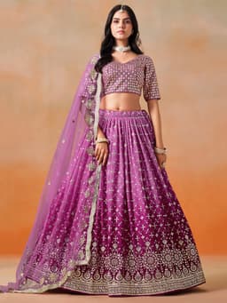 Rani Pink Georgette Lehenga with Zari & Sequin Work