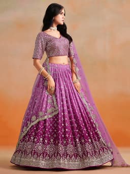 Rani Pink Georgette Lehenga with Zari & Sequin Work