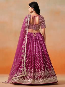 Red Pink Georgette Lehenga with Zari & Sequin Work