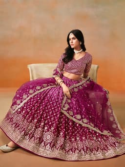 Red Pink Georgette Lehenga with Zari & Sequin Work