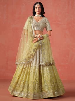 Yellow Georgette Lehenga with Zari & Sequin Work