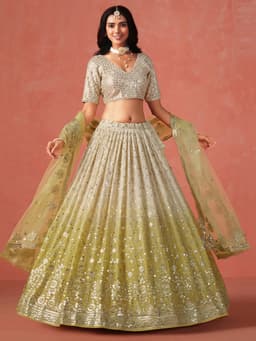 Yellow Georgette Lehenga with Zari & Sequin Work
