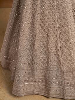 Grey Georgette Wedding Reception Lehenga with Sequin Work