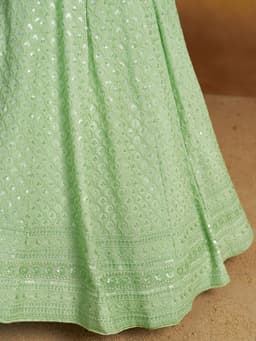 Mint Green Georgette Engagement & Mehndi Lehenga with Sequin Work