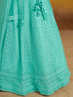 Sky Blue Georgette Engagement & Mehndi Lehenga with Sequin Work