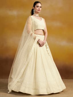 Ivory Georgette Bridal Shower & Engagement Lehenga with Sequin Work