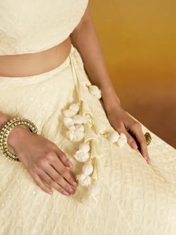 Ivory Georgette Bridal Shower & Engagement Lehenga with Sequin Work
