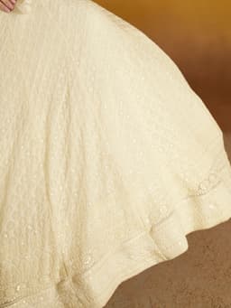 Ivory Georgette Bridal Shower & Engagement Lehenga with Sequin Work