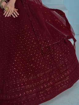 Maroon Georgette Engagement & Wedding Lehenga with Sequin Work