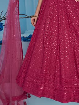 Pink Georgette Engagement & Bridesmaid Lehenga with Sequin Work