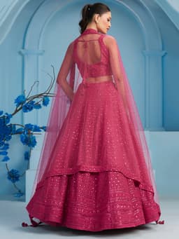 Pink Georgette Engagement & Bridesmaid Lehenga with Sequin Work