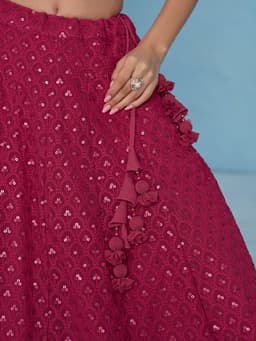 Pink Georgette Engagement & Bridesmaid Lehenga with Sequin Work