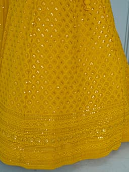 Yellow Georgette Haldi & Mehndi Lehenga with Sequin Work