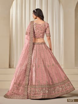 Blush Pink Art Silk Wedding & Reception Lehenga with Gold Embroidery