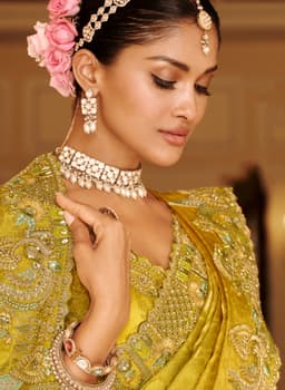 Mustard Yellow Soft Silk Embroidered Saree – Bridal Wear