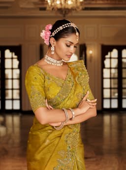 Mustard Yellow Soft Silk Embroidered Saree – Bridal Wear