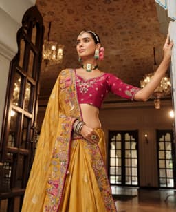 Golden Mustard Soft Silk Embroidered Saree – Wedding Wear