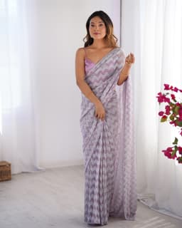 Lavender Knitted Woven Designer Saree