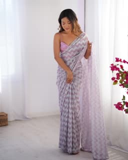 Lavender Knitted Woven Designer Saree