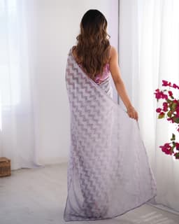 Lavender Knitted Woven Designer Saree