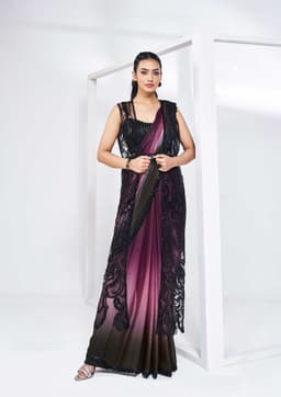 Two Tone Satin Silk Designer Ready Saree | Acossa Enterprise