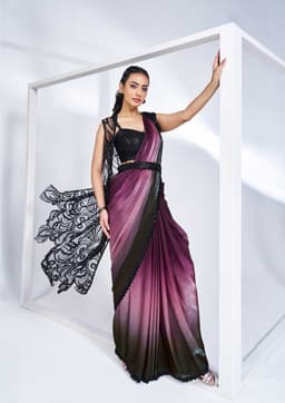 Two Tone Satin Silk Designer Ready Saree | Acossa Enterprise
