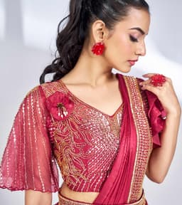 Rani Pink Satin Silk Ready Saree