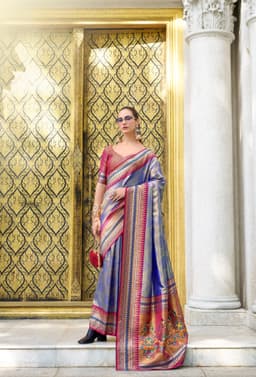 Royal Blue Tissue Silk Saree with Zari Weaving