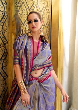 Royal Blue Tissue Silk Saree with Zari Weaving