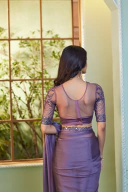 Smoky Purple Georgette Saree for Reception Wear