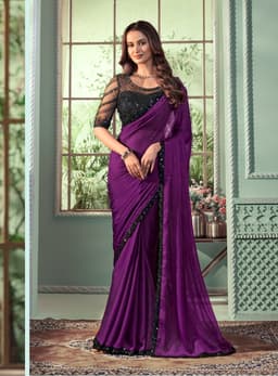 Royal Purple Georgette Silk Saree for Party Wear