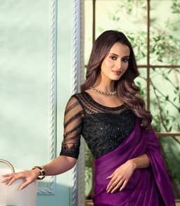Royal Purple Georgette Silk Saree for Party Wear