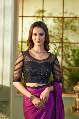 Royal Purple Georgette Silk Saree for Party Wear