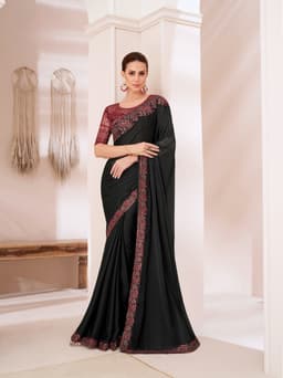 Black Silk Chiffon Reception & Cocktail Designer Saree