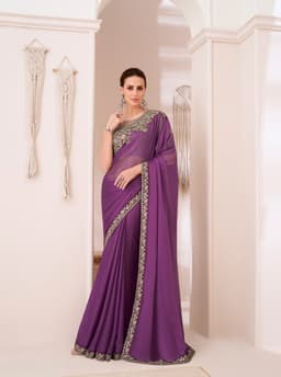 Royal Purple Georgette Chiffon Sangeet & Reception Saree