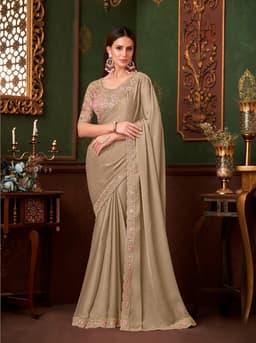 Champagne Sparkle Georgette Saree | Reception Wear