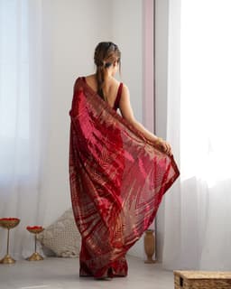 Crimson Red Sequin Saree | Wedding Party