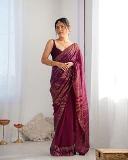 Magenta Sequin Saree | Cocktail Party