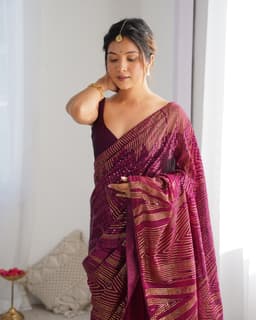 Magenta Sequin Saree | Cocktail Party