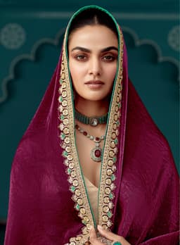 Wine Designer Saree | Wedding Elegance