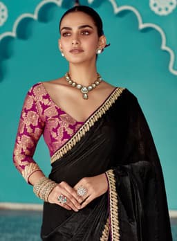 Black Festive Designer Saree | Acossa Enterprise